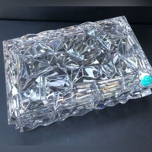 Vintage Tiffany and Co gorgeous rectangle Rock cut crystal jewelry box.